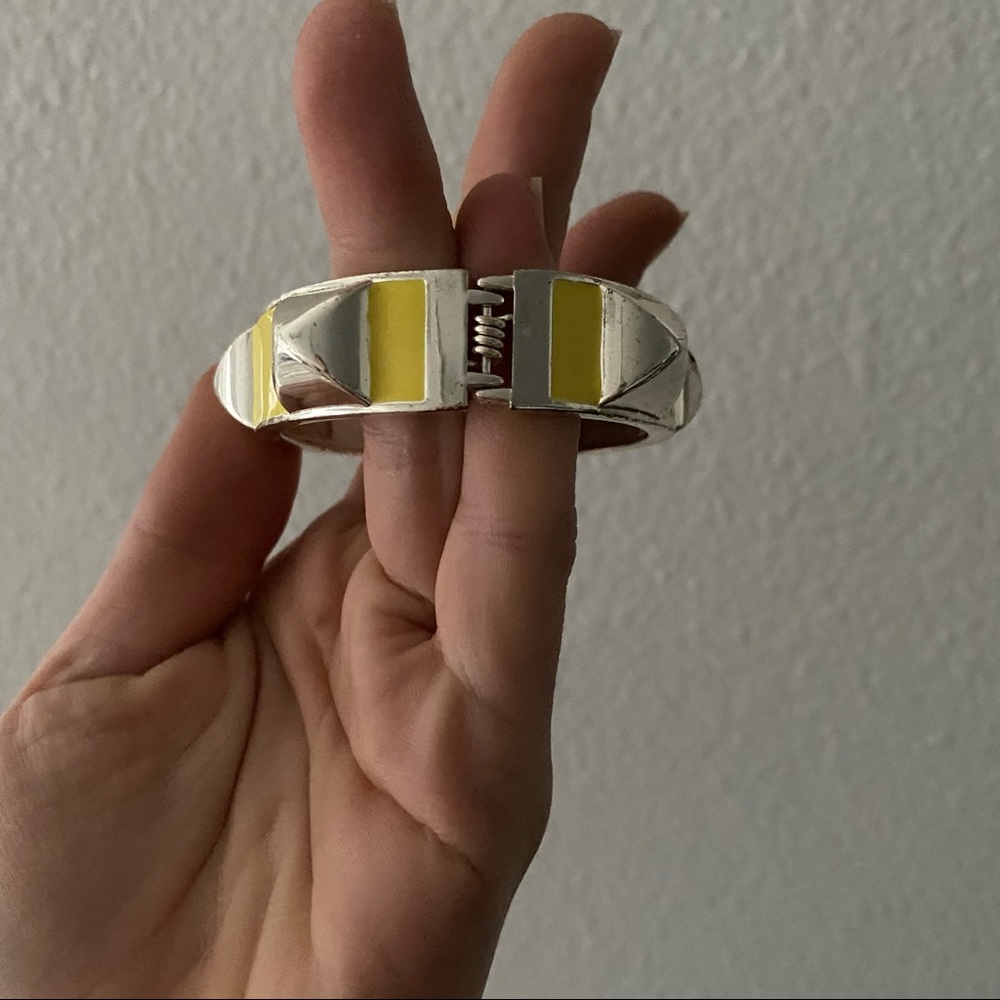 Silver and Yellow Studded Bangle Bracelet - Picture 8 of 17